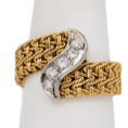 14K Two-Tone Woven Shank Diamond Ring