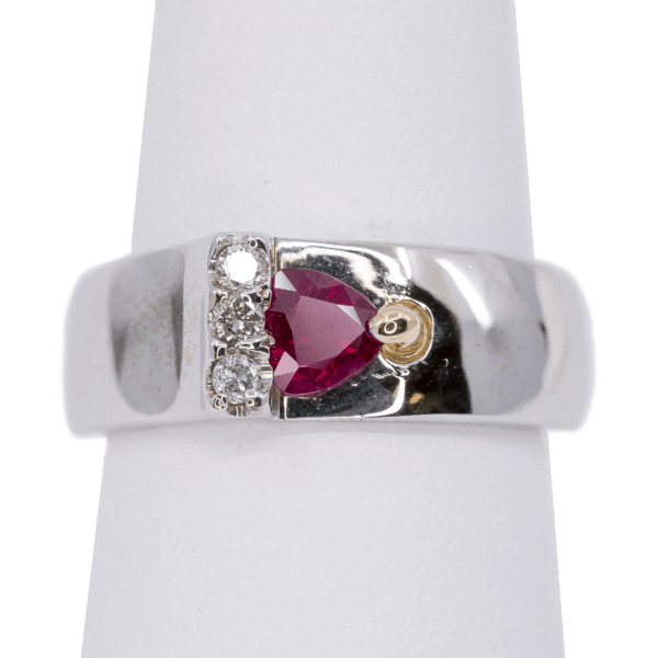 14K White Gold And 18K Yellow Gold Ruby And Diamond Ring