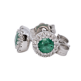 14K White Gold Emerald and Diamond Halo Stud Earrings