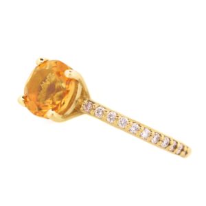 14K Yellow Gold Citrine and Diamond Ring