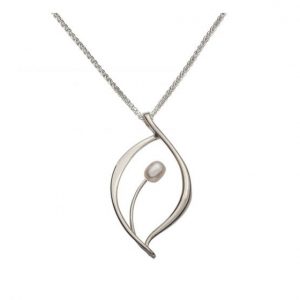 Sterling Silver White Freshwater Cultured Pearl Jonquil Necklace