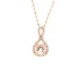 14K Rose Gold Morganite and Diamond Halo Necklace